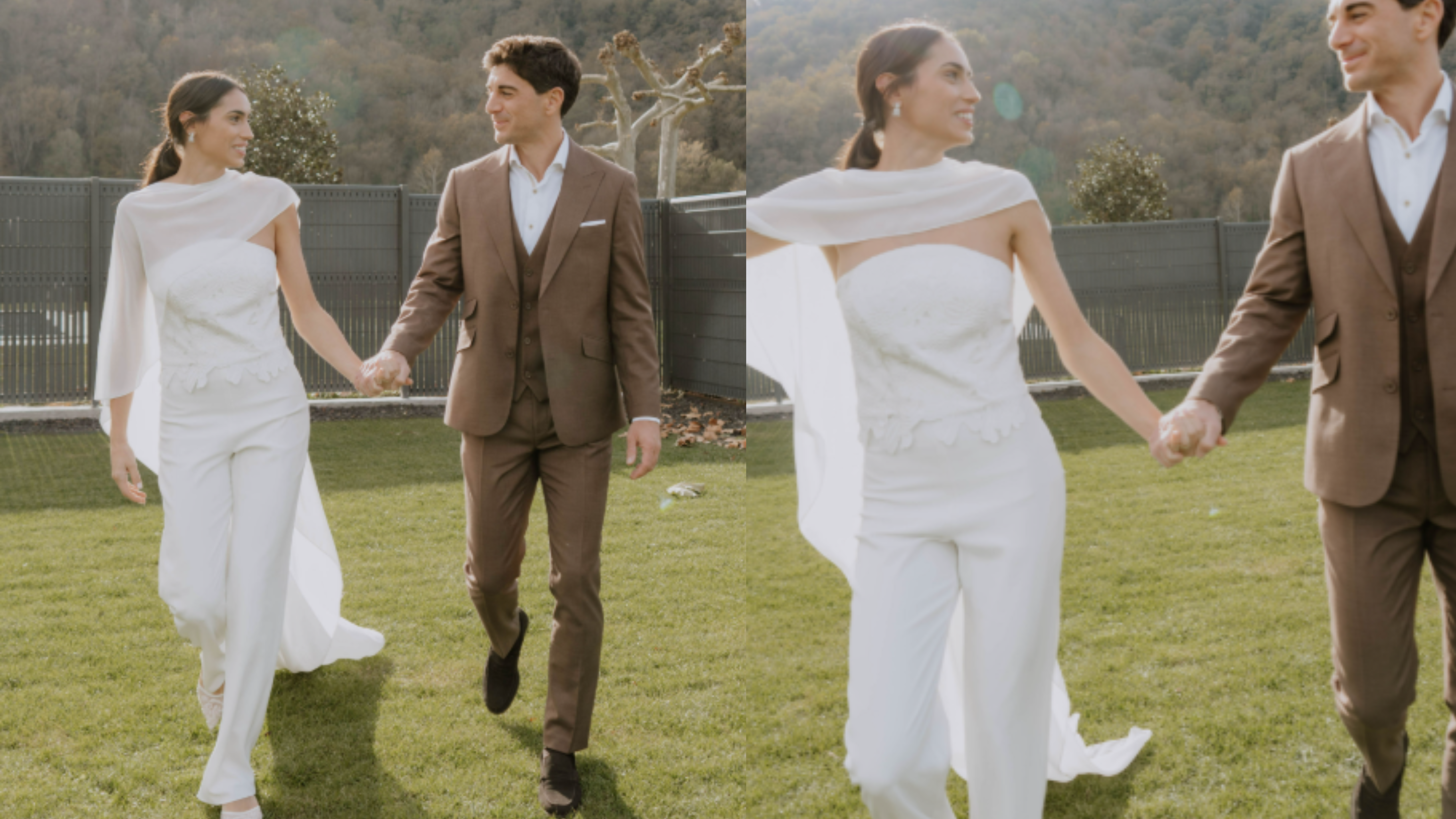 Custom-Made Bridal Gowns in Barcelona: Laura Hernández’s Trousers & Cape Look